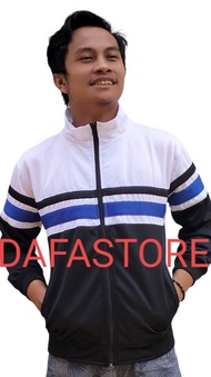 Jaket Tracktop Casual Putih Biru viral 2024