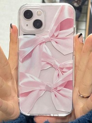 Gucadi透明手機殼,配有三個粉色蝴蝶結裝飾,適用於iphone、華為、三星等品牌