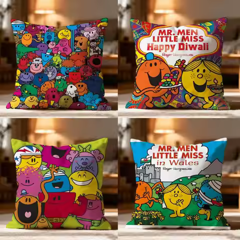 Mr M-Men And L-Little Miss Pillow Case Cushion Cover Soft Washable Pillow Case Multi-Scene For Couch