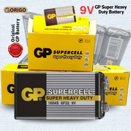Bateri GP 9V Supercell Tahan Lama | GP 9V Battery Heavy Duty for Smoke Detector, Smart Tag [1Pcs]