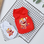 CNY SHIRT FOR PETS, SHIRT CNY FOR DOGS, CNY SHIRT FOR CATS WITH RED UNICORN SHAPE, COOL COTTON MATER