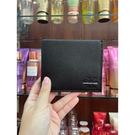 CK CALVIN KLEIN Leather Black Bifold Wallet with embossed and white logo