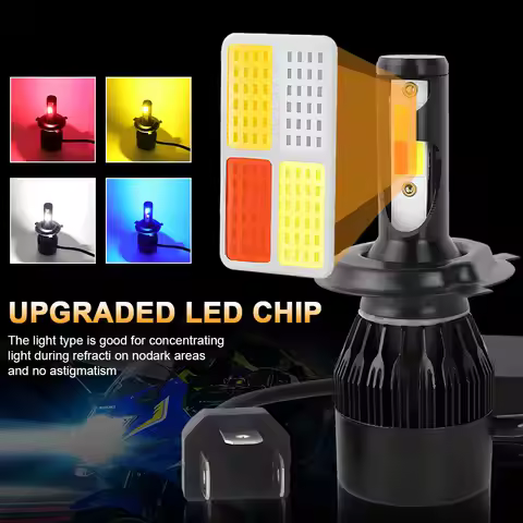 4 Colors LED Headlight Strobe Lights Yellow Pink Blue White Flash Car Bulb LED Fog Lamp H4 H7 H11 90