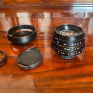 Full set of mf 35mm f1.6 lens + hood filter adapter for sony or canon to remove blind font