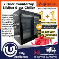 2 Door Countertop Sliding Glass Chiller Fridge 250L