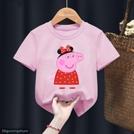 Ready Stock All-Match Baby T Shirt Pink Clothes For Girt Peppa Pig T Shirt George Pig Mummy T-Shirt 