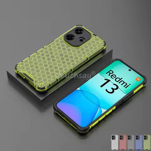 Honeycomb Shockproof For Xiaomi Redmi 13 Case Armor Phone Capa Redmi 13 Cover Translucent Protector 