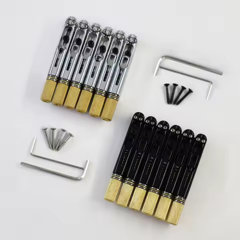 10.5mm Headless Electric Guitar Bridge Chrome Headless Bass Guitar Bridge Brass Saddles Zinc Alloy P