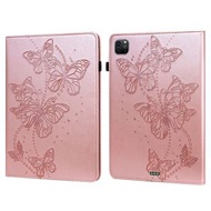 全城熱賣 - 壓花蝴蝶圖案左右開平板皮套 適用於 iPad Pro 11 2022 / 2021 / Air 4（粉色）