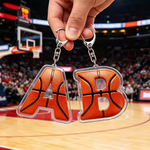 2D Acrylic Basketball Letter K M L Keychains for Accessories Bag Charm Sports Lover Keyrings Jewelry