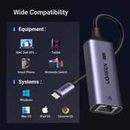 UGREEN - 25052 Type-C 3.0 2.5G RJ45 外置網咭  Type-C電腦有線極速上網 ● 支持 2.5G/1000/100/10Mbps  ● USB-C 3.0 高達5G