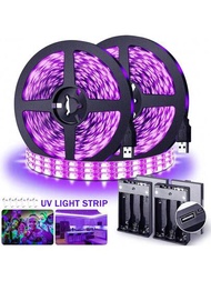 Uv 黑光 Led 燈條 385-400nm Usb Uv Led 燈條黑光燈適用於臥室掛毯海報螢光派對裝飾