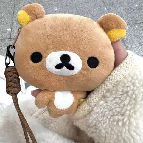 10CM Rilakkuma Big Head Lanyard Plush Coin Purse Wallet Creative Cartoon Japanese San-X Korilakkuma 