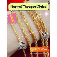 Wing Sing Chain Bracelet Hand Spun Bajet Gold 916/916 Gold Hollow Rope Bracelet