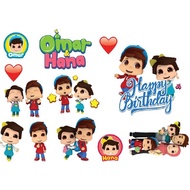 OMAR HANA cake topper cupcake topper deco paper birthday topper kek hari jadi
