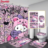 ได้รับอนุญาต - Sanrio ชุดตกแต่งห้องน้ำ 1ชิ้น/4ชิ้น ม่านอาบน้ำ 180*180ซม. มัลติฟังก์ชั่น, ม่านอาบน้ำพ