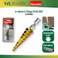 Makita 4-20mm Step Drill Bit Spiral Flute Titanium Coating 1/4" Hex.Shank D-46486 mata drill besi mata tebuk lubang