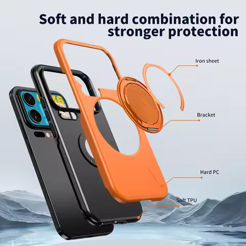 For Xiaomi 17 Pro Max/Mi 17 Pro/Mi 17 Luxury Rotating Ring Magnetic Charging Phone Case Protective C