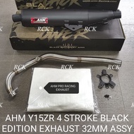 AHM YAMAHA/HONDA RS150/Y15ZR/LC135 4S RACING EXHAUST 4 STROKE BLACK EDITION 32MM ASSY