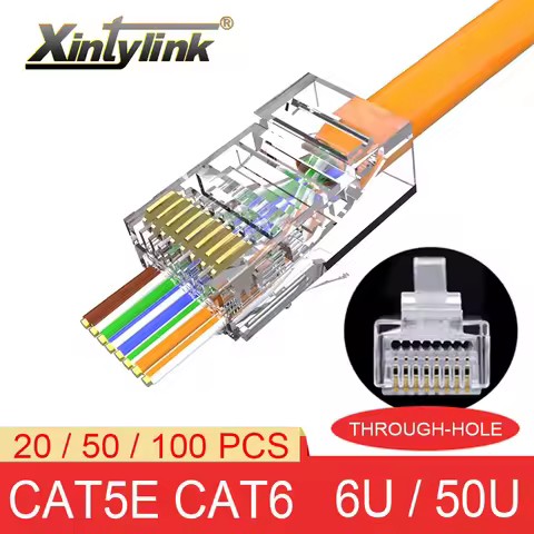 xintylink rj45 connector cat6 50U/6U ethernet cable rg45 plug cat5e utp 8P8C rj 45 cat 6 network mod