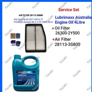 Kia Optima K5 Hyundai Sonata NU 2.4 (Lubrimaxx 15W40 Engine Oil 4L +Oil Filter 26300-2Y500 +Air Filt