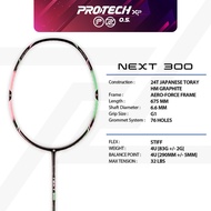 PROTECH Badminton Racket - Next 300 (4U) (MAX 32LBS) (FREE String + Grip + 1 Zips Bag)