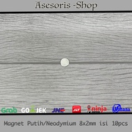 Round White Magnet / Neodymium Magnet 8x2 10 pieces