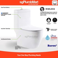 Baron Rimless x sgPlumbMart 1-Piece Toilet Bowl W818/W888 One Piece WC Model A Water Closet S Trap Close Coupled Toilet