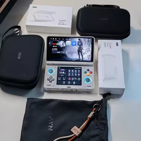 AYN THOR Dual Screen Flip Up Handheld Device Gaming Accessories Protective Case Storage Bag Lanyard 