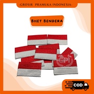 MERAH RED AND WHITE FLAG EMBROIDERY BET UK 3cm x 5cm SCHOOL UNIFORM BEDGE 10/S 20 PCS