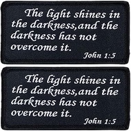 John 1:5 Bible Verse Patches, The Light Shines in The Darkness Embroidery Patches Set for Caps Bags 