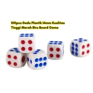 MERAH 100pcs 14mm High Quality Red Plastic Dice biru Board Game BR384