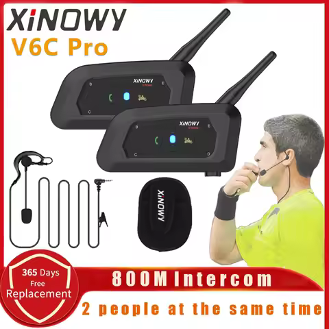 XINOWY V6C Motorcycle Helmet Headset Intercom Full-Duplex 1200m Football Referee Interphone Arbitrat