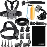 ZOOKKI Action Camera Accessories Kit for GoPro Hero 12 11 10 9 8 7 6 5 4 3 Black Sliver Session Fusion Max- Accessory Package for AKASO APEMAN SJCAM DBPOWER Insta360 Xiaomi Yi DJI Osmo and More