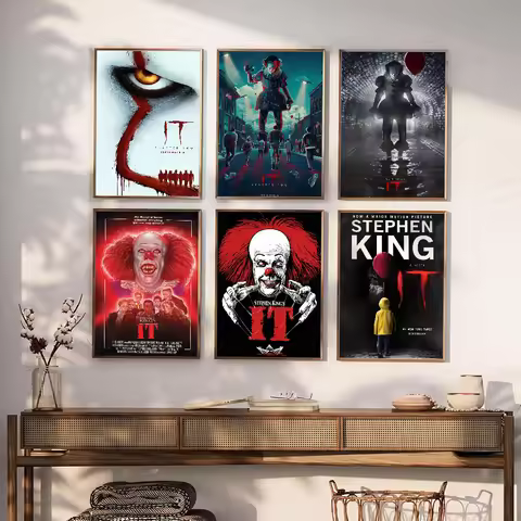 Classic Horror Movie Collection S-Stephen King's It DIY Sticky Poster Fancy Wall Sticker For Living 
