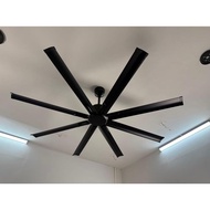 72'' CEILING FAN 8 BLADES WITH DC MOTOR 9+9 SPEED FORWARD REVERSE (MATT BLACK) ALUMINIUM BLADE 10YEA