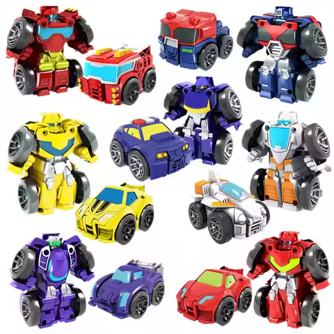 Cartoon Transformation Robot Deformed Mini Cars Robot Rescue Bots Car Creative Learning Diy Robot De