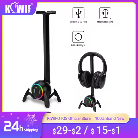 Headset Support Stand RGB Gaming Headset Holder with USB 2 USB-C Port and 2 USB-A Port Desktop Earph