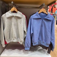 UNIQLO เสื้อกีฬาแขนยาวครึ่งเสื้อกันหนาวมีซิปของผู้หญิง,เสื้อโค้ทกันหนาวแบบห้องลองเสื้อเสื้อลำลองกว้า