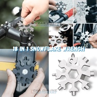 18in1 Multifunction Snowflake Wrench Portable Snow Screwdriver Bike Camp Hiking Repair Tool Spanner Outdoor Keychain 1PC