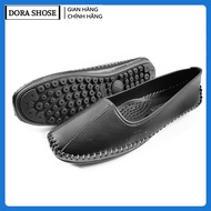 Giày lười nữ - giày búp bê đế bệt da mềm khâu viền đế in thêu nổi