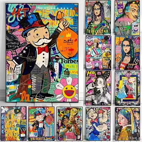 Modern Graffiti Aesthetic Wall Art Banksy Pop Portrait HD Canvas Poster Prints Home Bedroom Living R