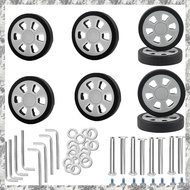 [I O J E] 8pcs Suitcase Wheels Replacement,2.36in/60mm Thick 0.47in/12mm Resistant Rubber Mute Caste