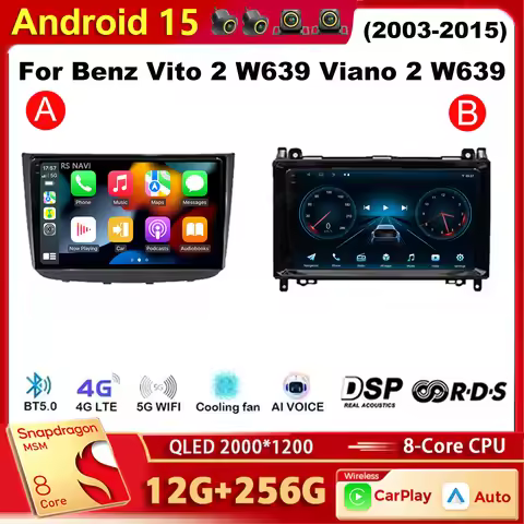 Android 15 Qualcomm Car Radio Player For Benz Vito 2 W639 Viano 2 W639 2003-2015 Auto Carplay Car DS