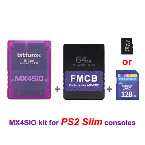 MX4SIO SIO2SD SD Card Adapter With Fortuna 64MB FMCB OPL1.2.0 Card And 64G/128G Game Card For PlaySt