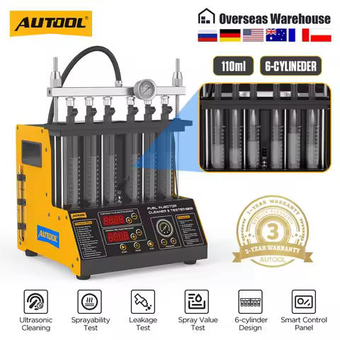 AUTOOL CT200 Car Fuel Injector Cleaner Ultrasonic Cleaning Machine 12V Tester Machine for Ford-Honda