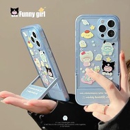 潛水 卡通 公仔 Kuromi PC狗 hello Kitty 布甸狗  Melody 藍色 透明 iPhone Case 連支架 手機殼 手機套 保護套 保護殼 電話套 電話殼