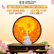 Aura Lamp Bamboo Painting Round Printed Embossed Light, Buddha Altar Lamp, DecorNow Painting Studio 