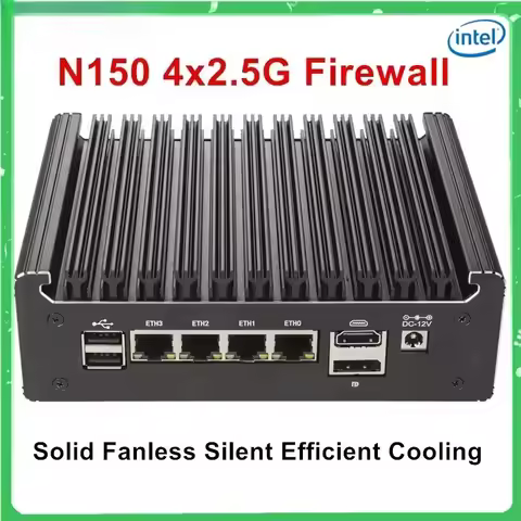 NEW Solid Fanless Firewall Mini PC Intel N150 N95 Pentium 6405U 4417U 4x2.5G LANs Home Server DDR4 N