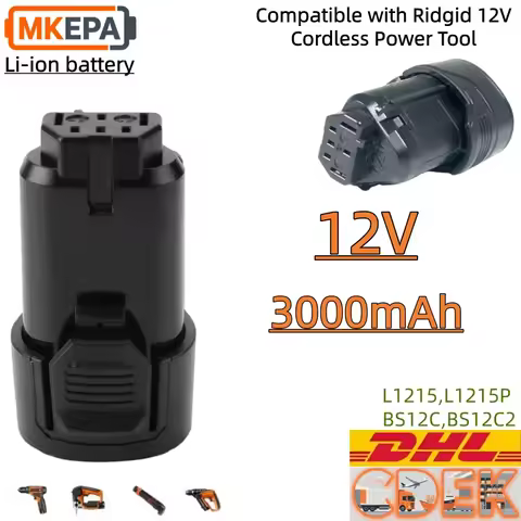 For AEG Ridgid L1215 12V 3.0Ah Replacement Li-ion Battery lpega BS12C2 BSS12C L1215P L1215R cordless